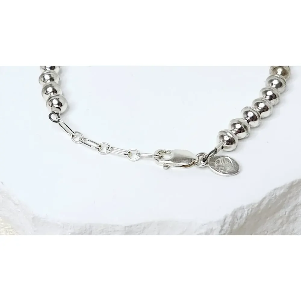 Vintage 925 Sterling Silver Beaded Ball Strand Bracelet 7